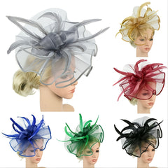 Feather Flower Hair Hat Women Tea Party Headband Fascinator Wedding Cocktail