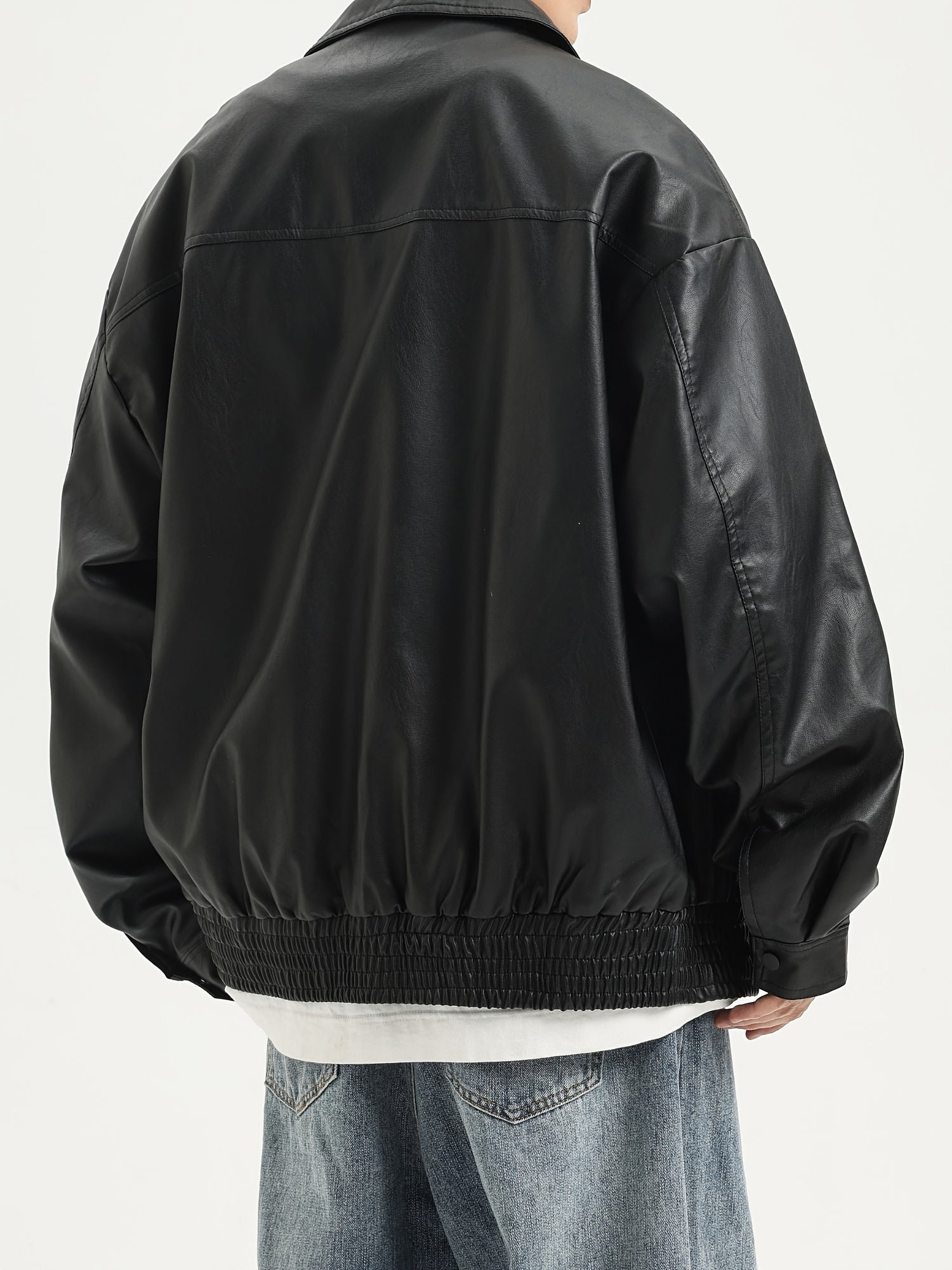 Men's Vintage Lapel Collar PU Leather Jacket