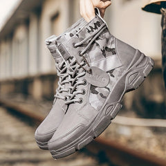 Men's High Heel Camo Ankle Boots for Street Style