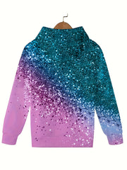 Sequin Effect Kids Hooded Pullover Long Sleeve Sweatshirt