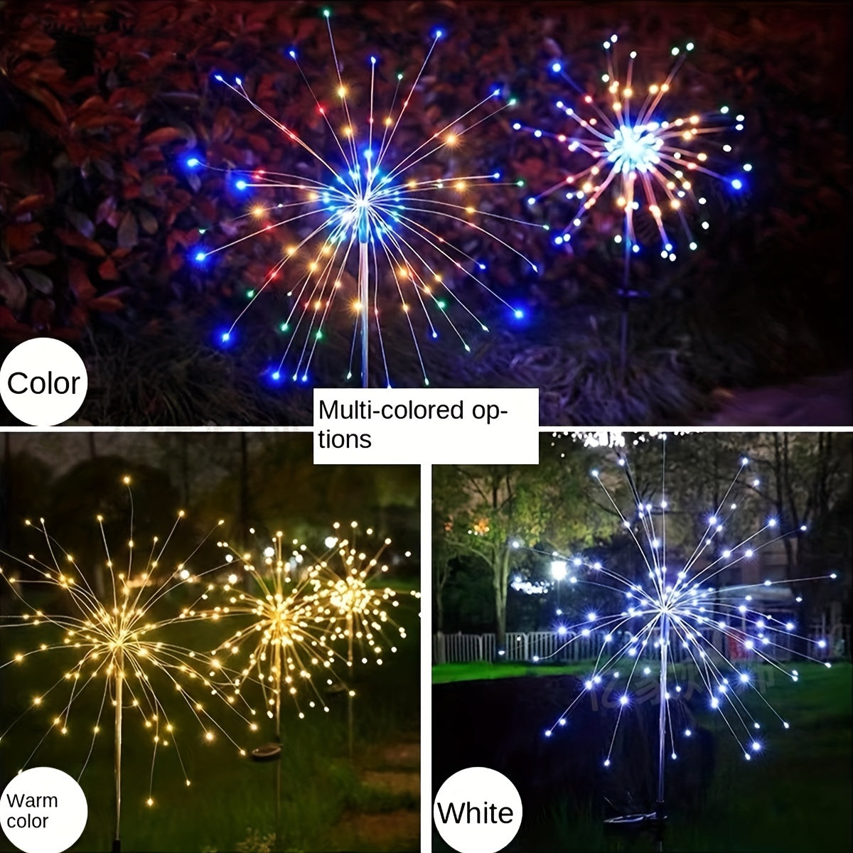 Solar Fireworks Lights 8 Modes Outdoor Waterproof 200 LEDs