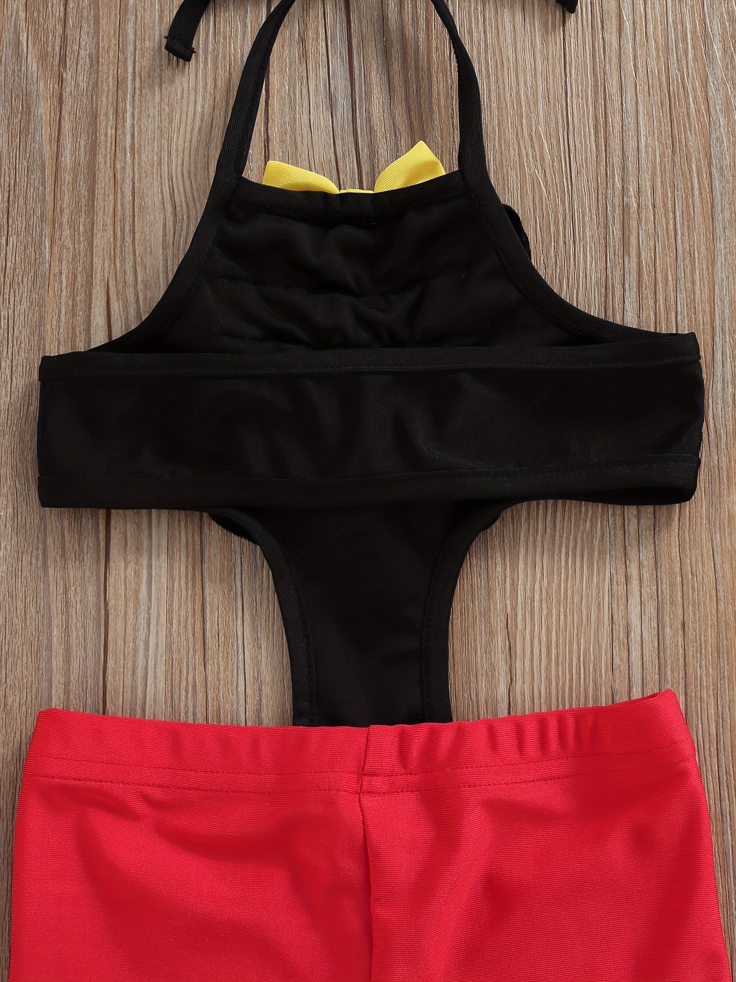 Toddler Girls Bow Cut Out Ruffle Trim Halter One Piece Swimsuit
