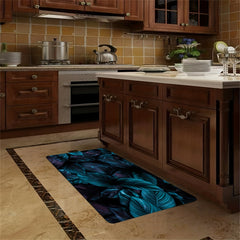 Vintage Leaf Print Kitchen Rug Soft Cushioned Anti Fatigue Mat
