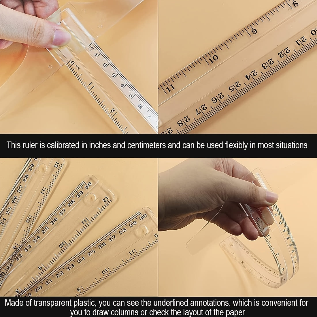 12 Inch Junior T Square Plastic Transparent T Ruler For Drawing