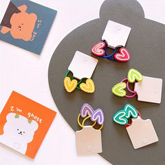 2pcs Love Shaped Hairpin Hair Rope Kids Hair Clip Hair Ties