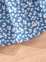 Girls Floral Print Square Neck Casual Dress for Summer