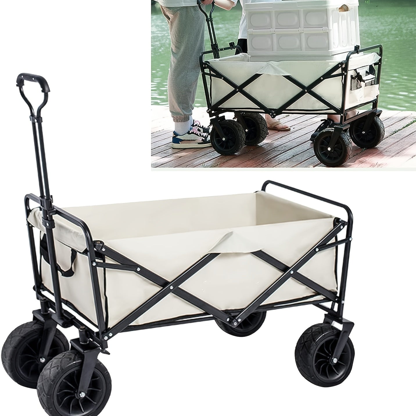 Collapsible Picnic Wagon 150L Capacity Heavy Duty Cart for Sporting Events