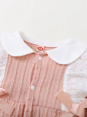 Baby Lace Bow Romper Long Sleeves