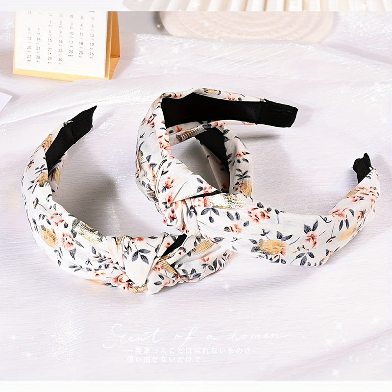 Floral Print Women Headband Wide Cloth Hairband Vintage Hair Accessories