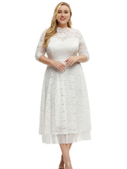 Floral Print Mesh Sleeve Midi Dress Plus Size