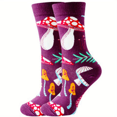 Mushroom Print Socks Novelty & Funny Women's Stockings