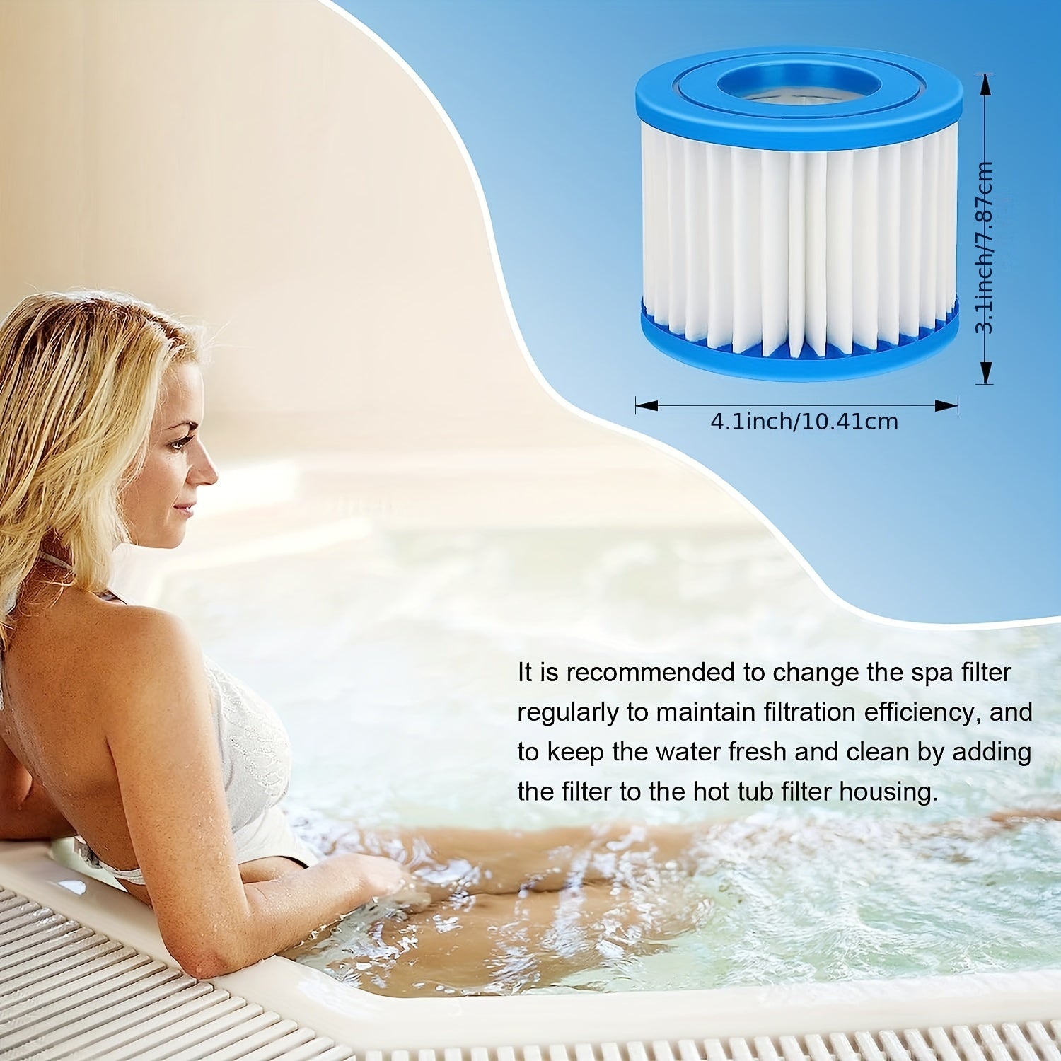 4 Pcs Hot Tub Filter Replacements for Lay Spa SaluSpa 90352E 58323