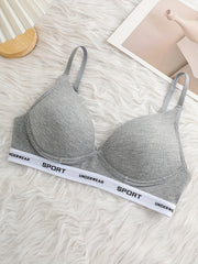 Letter Print Push Up Bra Comfy & Breathable Intimates Bra