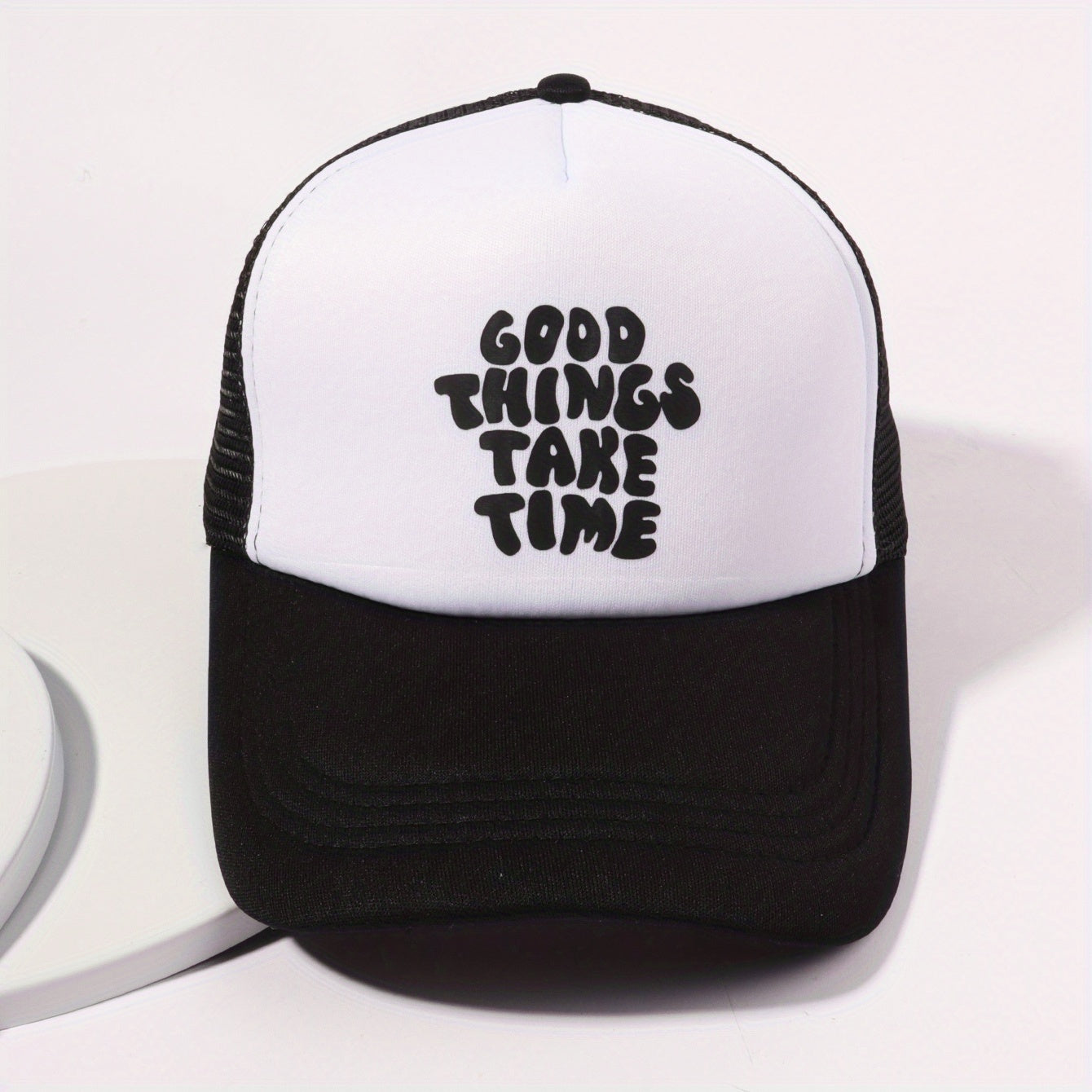 Printed Mesh Trucker Hat Block Baseball Cap Unisex Dad Hat