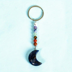 Natural Crystal Chakra Keychain Reiki Healing Gemstone Yoga Key Chain