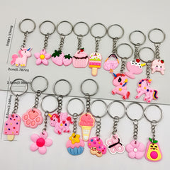 20pcs Cartoon Keychain Party Favors Mini Keyring Classroom Prizes