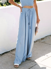Minimalist Button Side Wide Leg Pants for Women