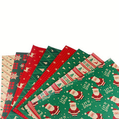 8pcs 50 Christmas Wrapping Paper for Gift Boxes Holiday Arts Crafts Decorations