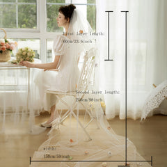 Polyester Bridal Veil with Colorful Flowers for Outdoor Wedding Theme
