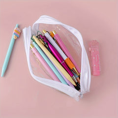Double sided Transparent Pencil Case Student Stationery Storage Bag