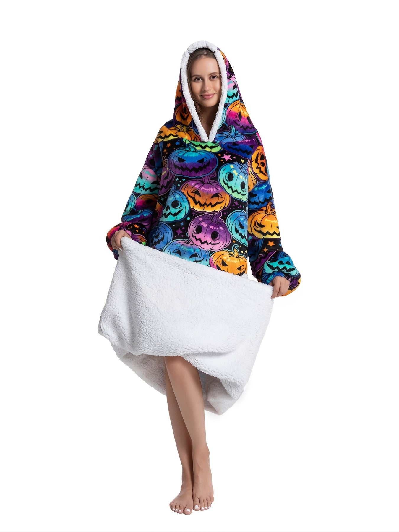 Alpaca Print Flannel Hoodie Nightgown
