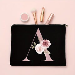 Floral Letter Print Makeup Bag Bridesmaid Organizer Bridal Cosmetic Pouch