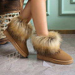 Women's Faux Fur Solid Snow Boots Thermal Plush Furry Shoes