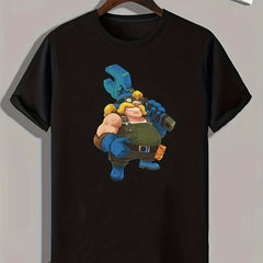 Cartoon Print Men's Graphic T-shirt for Summer
