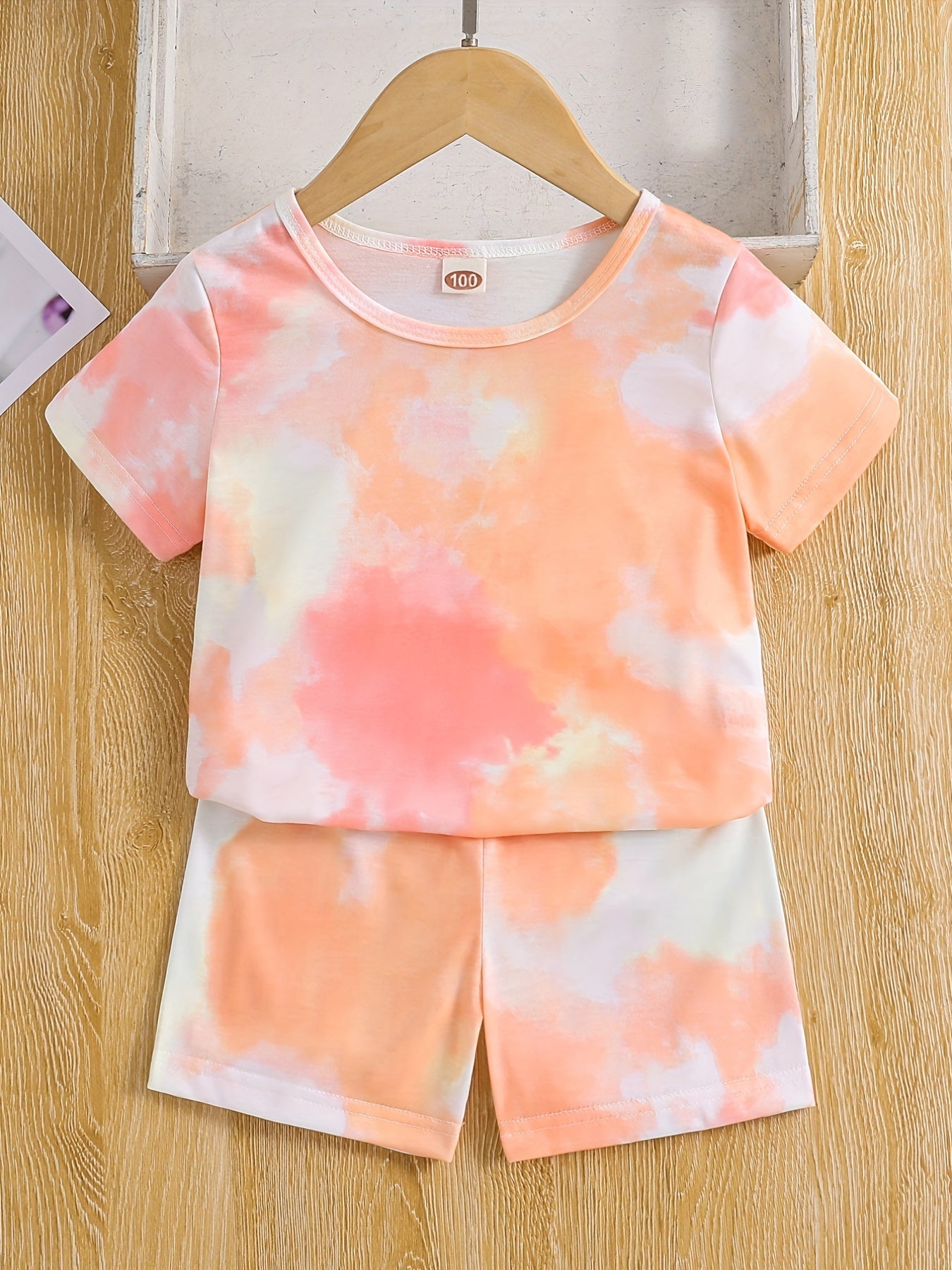 2pcs Girls Tie Dye T-Shirt & Shorts Set Kids Summer Clothes