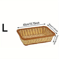 Rattan Weaving Dessert Display Basket for Fruit Bread & Living Room Decor