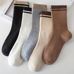 5 Pairs Striped Sports Socks Breathable Stockings Women's Hosiery
