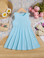 Girls' Basic Sundress Plain Sleeveless Tank Dress Holiday Style