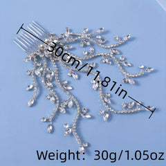Bridal Crystal Faux Pearl Hair Comb Flower Rhinestone Head Piece