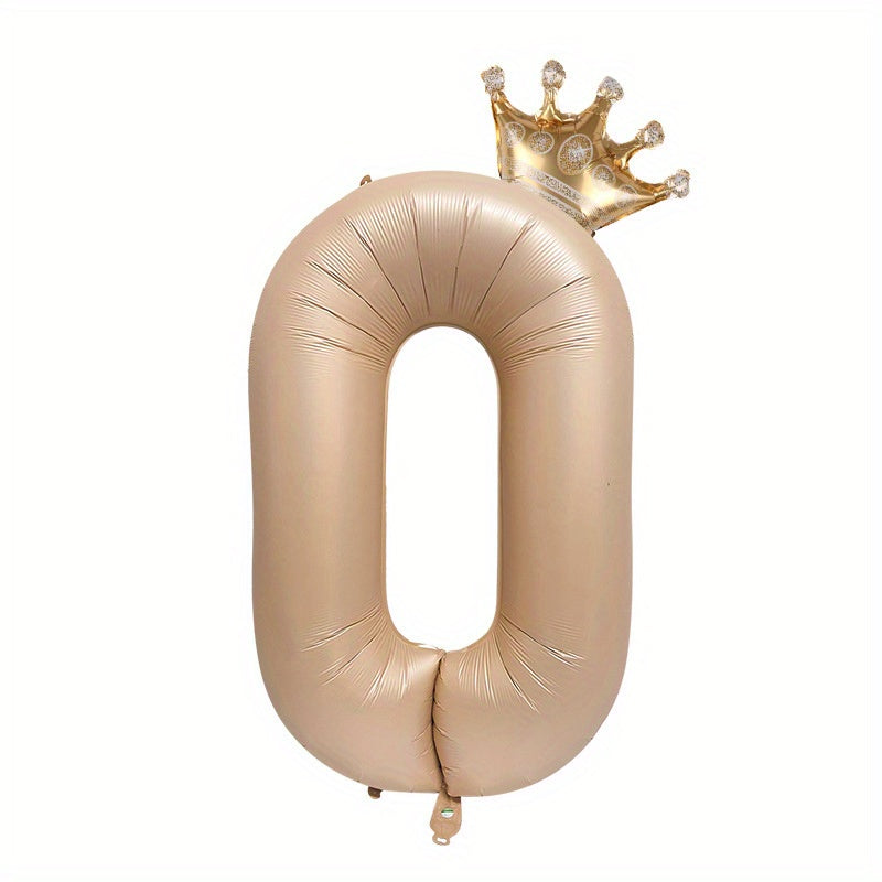 Beige Caramel Number Foil Balloons Set, Birthday Party Wedding Anniversary Decor