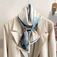 Vintage Floral Pattern Satin Necke...