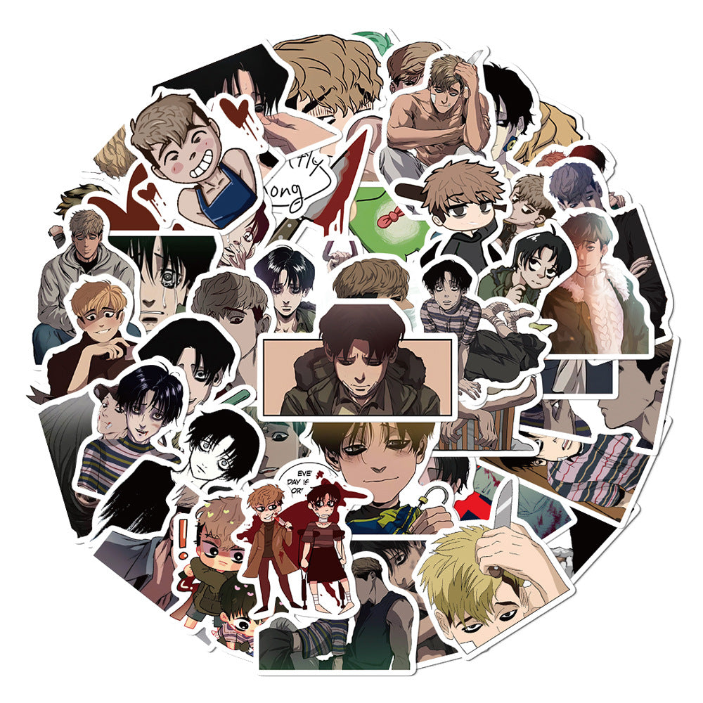 50 Anime Killing Stalking Doodle Stickers Waterproof DIY Creative Toys