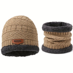Velvet Winter Beanie Hat & Scarf Set for Men & Women