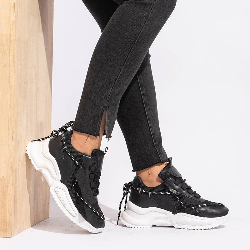 Women's Casual Sneakers Tape Decor Low Top Breathable Dad Shoes