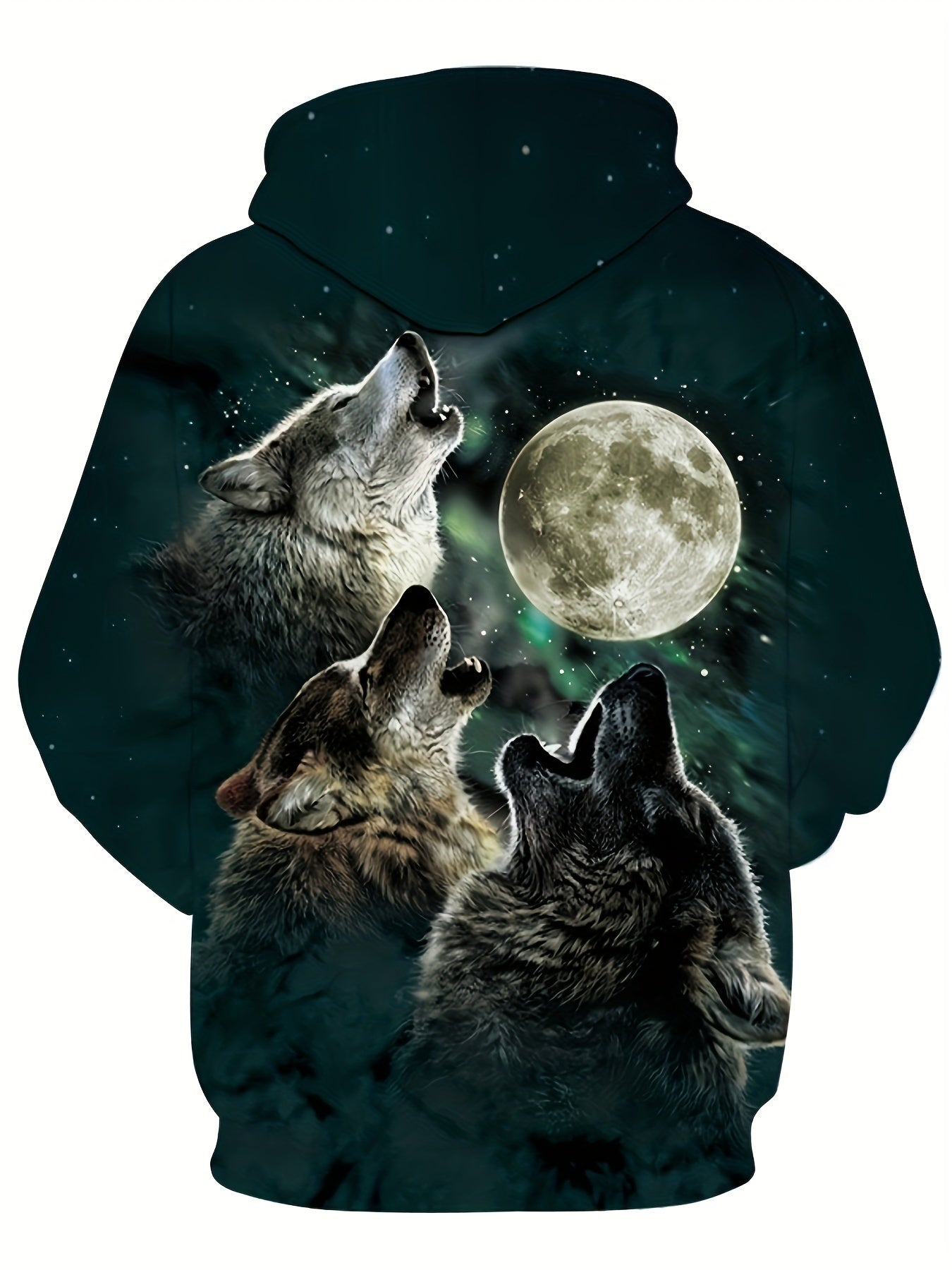 Men's Wolves 3D Print Hoodie, Kangaroo Pocket, Comfy Loose Pullover