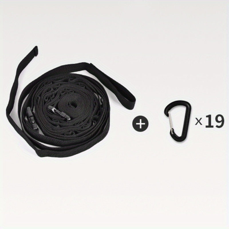 Tent Storage Clothesline Straps with 19 Carabiners Camping Lanyard