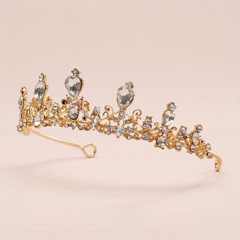 Baroque Crystal Alloy Crown Bridal Hair Band Women's Accessories