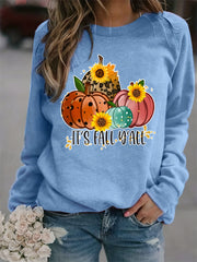 Fall Y'all Print Loose Sweatshirt Casual Long Sleeve