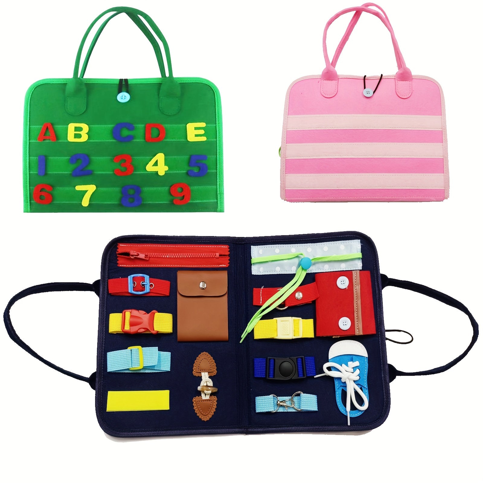 Felt PLAYBOARD Foldable Busy Board with Fidget Activities for Kids