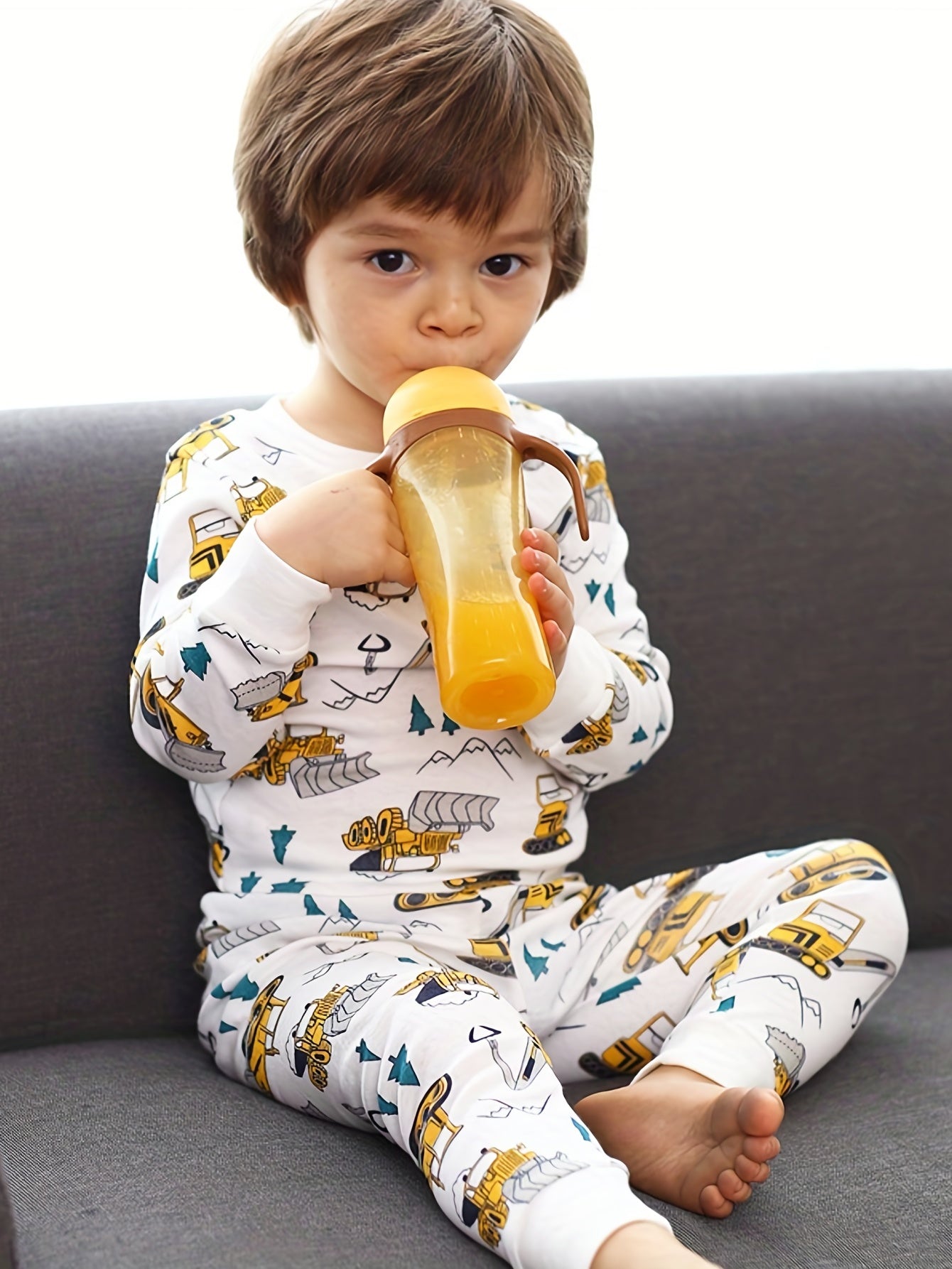 Boys' Dino Print Pajama Set Long Sleeve Top & Pants