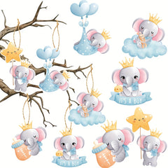 5 Piece Baby Shower Elephant It's A Boy Hanging Ornaments