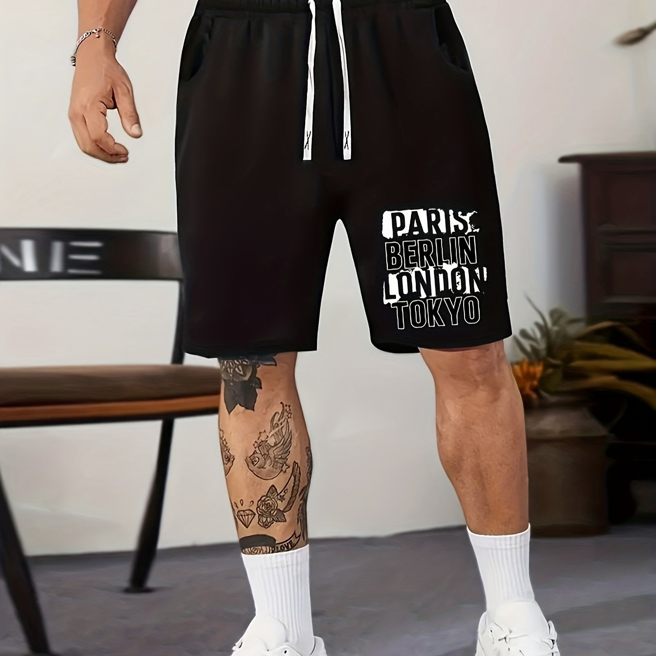 Big City Name Print Men's Comfy Active Shorts