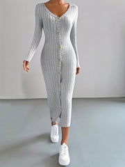 Casual Sweater Dress Women's Plus Solid Ri...