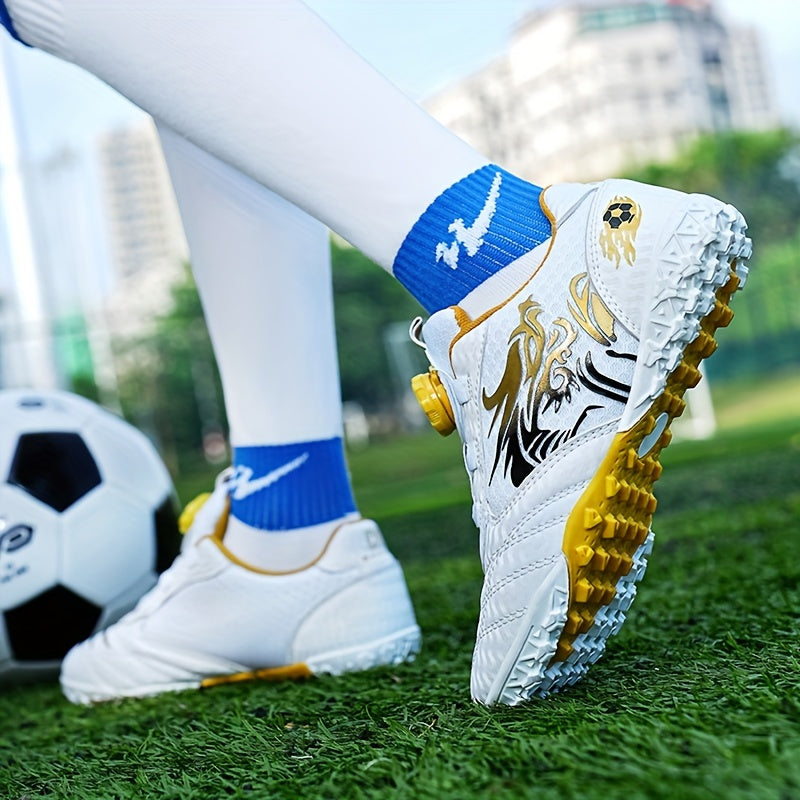 Boy's Solid Turf Football Boots with Rotating Buckle Outdoor Soccer Cleats