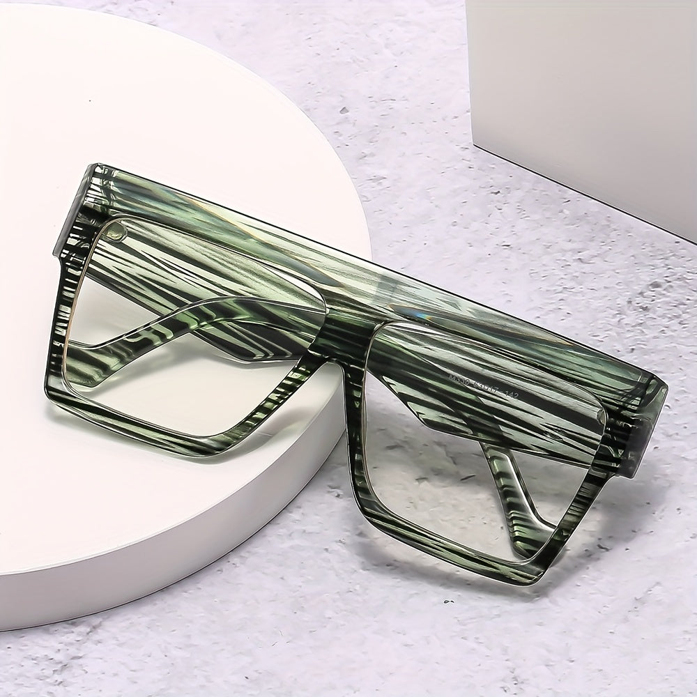 Men's Square Frame Flat Mirror Glasses