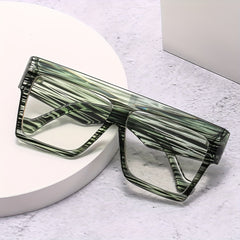 Men's Square Frame Flat Mirror Glasses